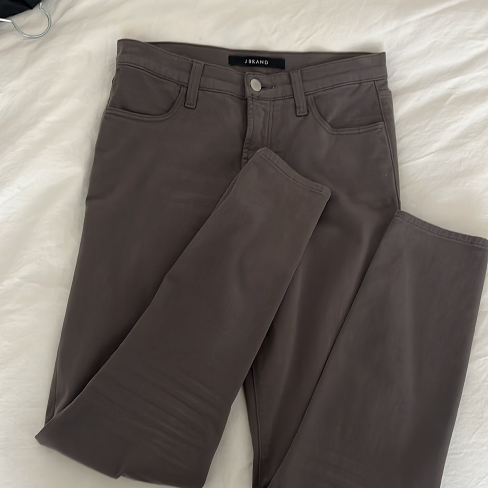 J brand luxe sateen grey cropped pant